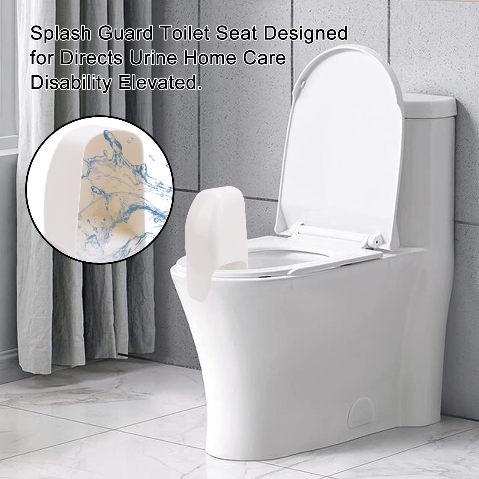 Rugam Splash Guard Toilet Seat Design for Directs Urine Home Care Disability Elevated Fits Most Toilet Seats - measures 14.0 x 6.0 x 4.0 inches White