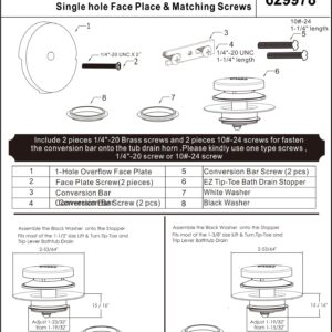 Gold Universal Tub Drain Tip Toe Tub Conversion Kit Assembly, Artiwell EZ Installation Bathtub Drain Replacement Trim Kit with 1-Hole Overflow Face Plate and Pop-Up Tub Stopper,Brushed Gold