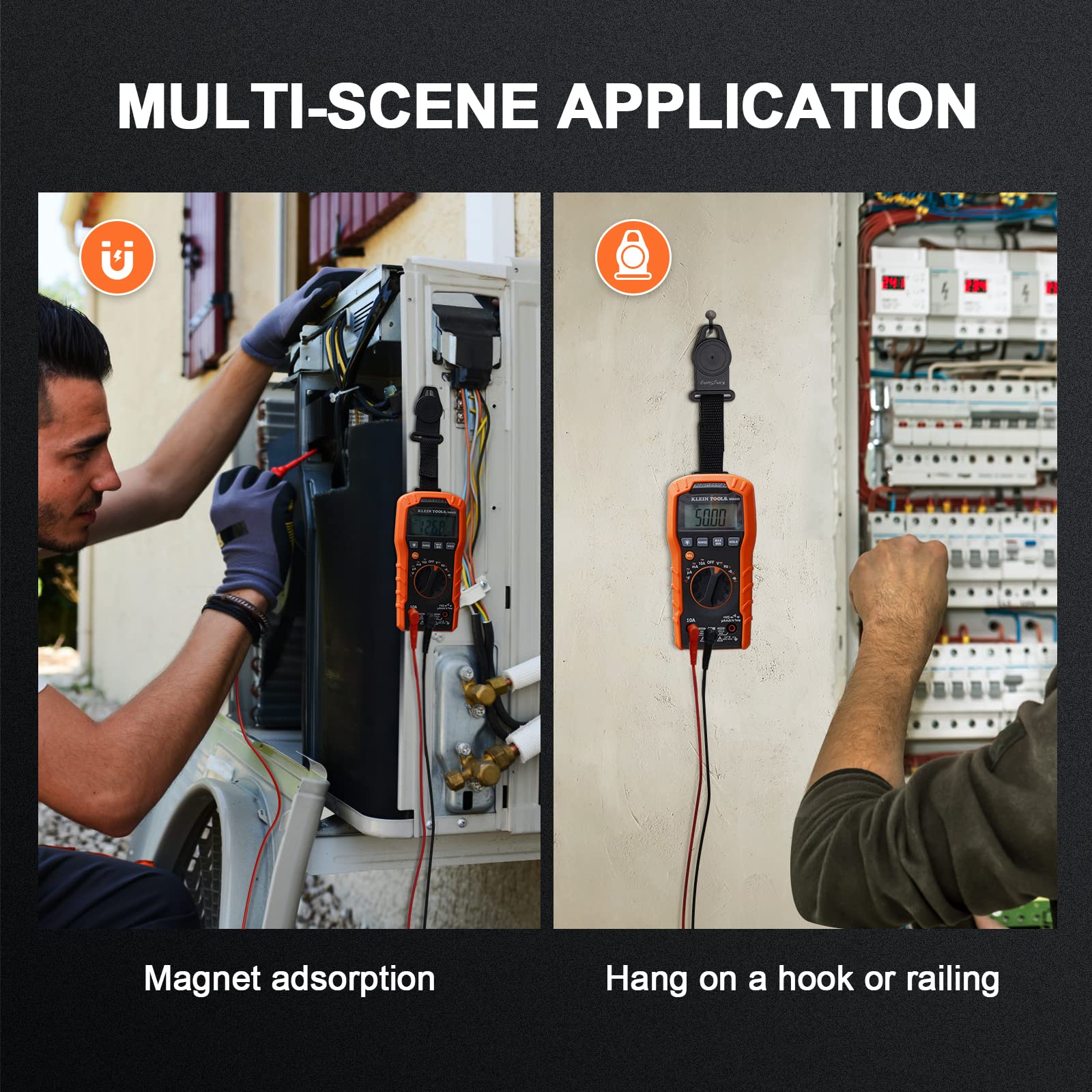 KingSung Magnetic Multimeter Hanger Strap Works Compatible with Klein Tool Meters MM400,MM300, CL600, CL700, CL800, CL900,MM600, MM700