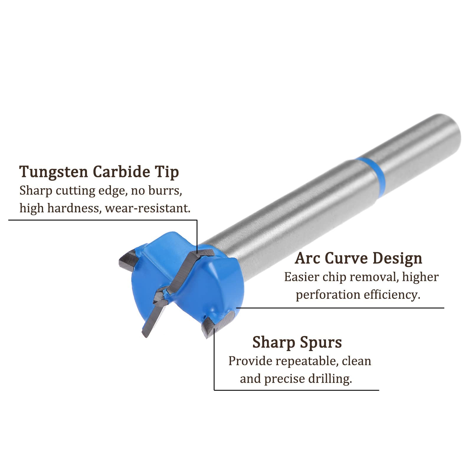 Kozelo 2pcs Forstner Drill Bits - [17mm] Tungsten Carbide Auger Opener for Wood Furniture Hinge Woodworking Use, Round Shank, Dark Blue