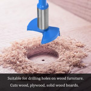 Kozelo Forstner Drill Bit - [65mm] Tungsten Carbide Auger Opener for Wood Furniture Hinge Woodworking Use, Hex Shank, Dark Blue
