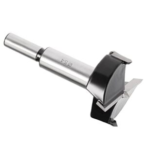 kozelo forstner drill bit - [54mm] tungsten carbide auger opener for wood furniture hinge woodworking use, round shank, black