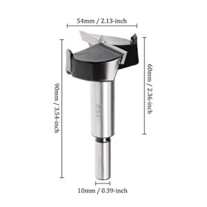 Kozelo Forstner Drill Bit - [54mm] Tungsten Carbide Auger Opener for Wood Furniture Hinge Woodworking Use, Round Shank, Black