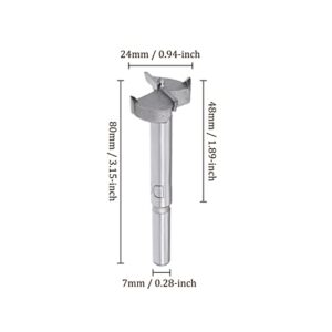 Kozelo 2pcs Forstner Drill Bits - [24mm] Tungsten Carbide Auger Opener for Wood Furniture Hinge Woodworking Use, Round Shank, Gray