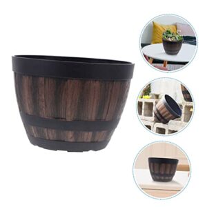 Yardenfun Outdoor Planter Home Cactus Indoor Style Garden Wooden Multi-Functional Flower Pots Bucket Wood Plant Bonsai Storage Round Whiskey Resin Container Pot Succulent Retro Plastic