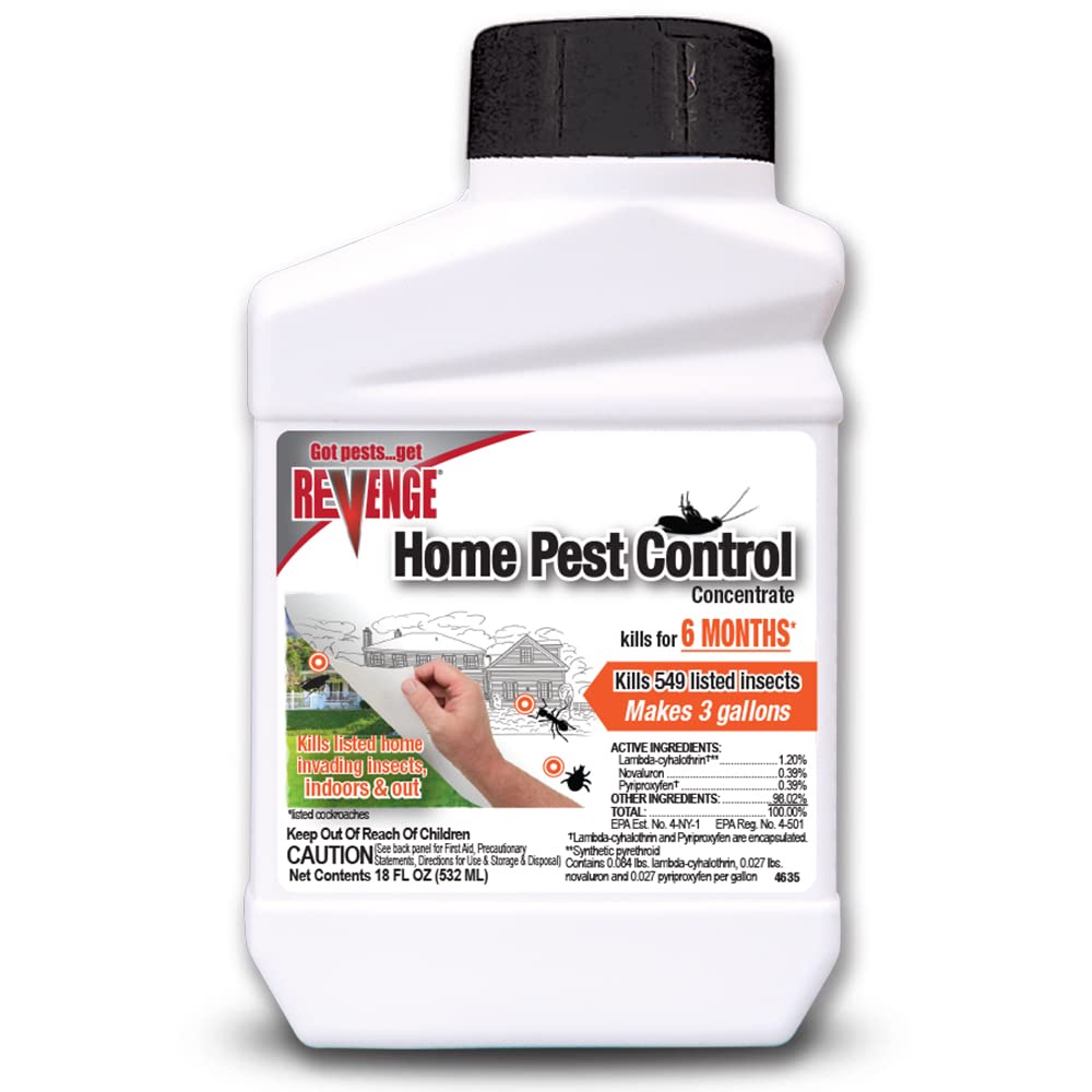 Bonide 4635 Concentrate Revenge Home Pest Control, 18 oz, Long Lasting Protection Kills 500+ Listed Insects, for Indoors and Outdoors