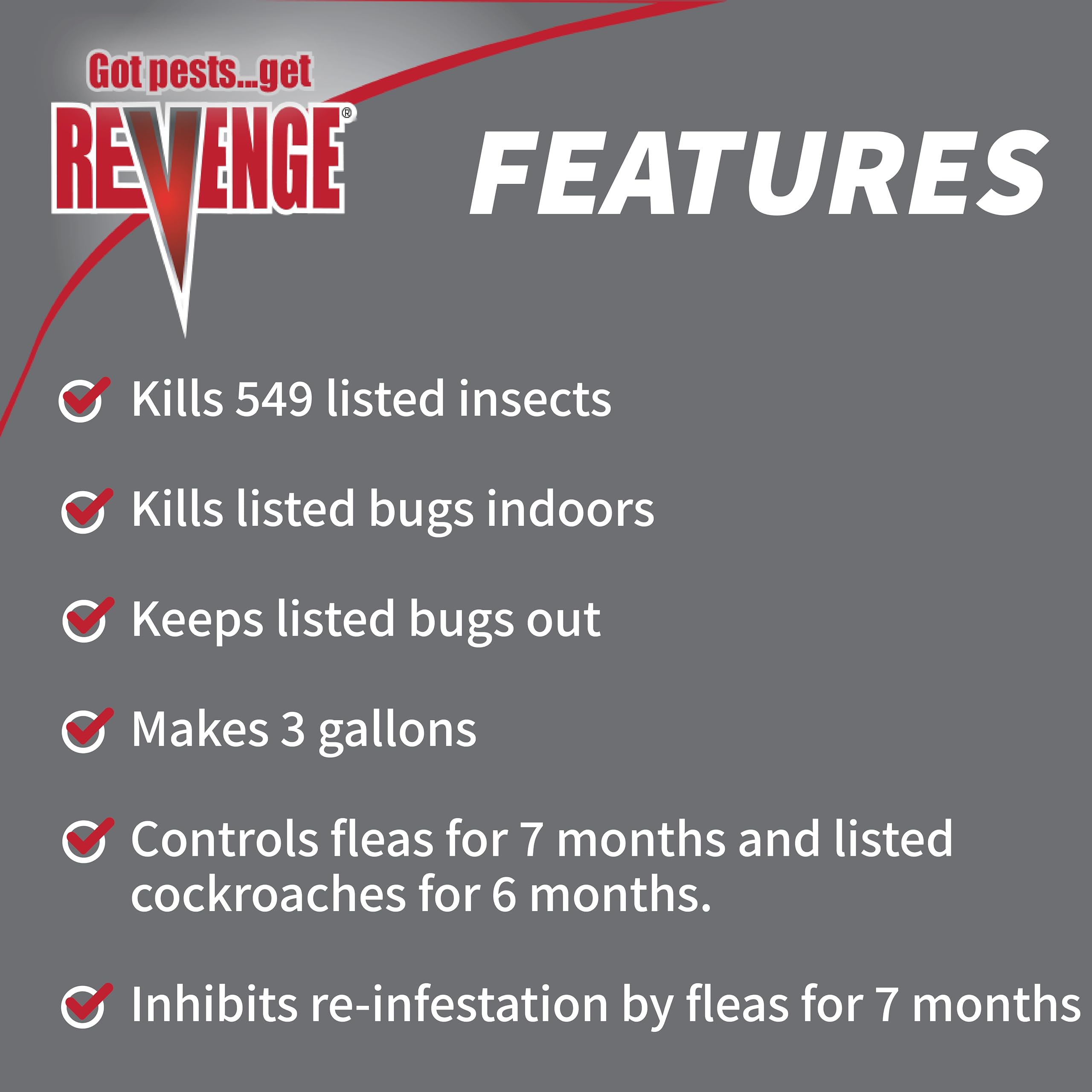 Bonide 4635 Concentrate Revenge Home Pest Control, 18 oz, Long Lasting Protection Kills 500+ Listed Insects, for Indoors and Outdoors