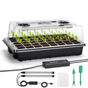 ylyycc seed starter tray with grow light,40 cells seed starter kit with humidtiy dome,seedling starter trays for seed germination kit, seedling starting,propagation, cloning plants