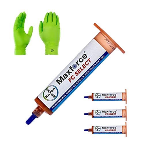 Max Force Roach Killer - Select - German Roach Killer with Premium Chemical Resistant USA-Supply Gloves- 4 Tubes×30g