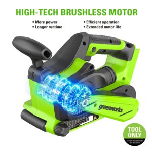 Greenworks 24V Brushless Cordless 3in. x 18in. Belt Sander Kit with Dust Bag and 60 Grit Sandpaper, Tool Only