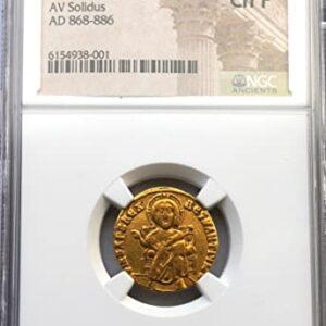 TR 868-886 AD Byzantine Empire under Emperors Basil I and Constantine, Authenticated Medieval Gold Coin of the Middle Ages Solidus Choice Fine NGC