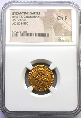 TR 868-886 AD Byzantine Empire under Emperors Basil I and Constantine, Authenticated Medieval Gold Coin of the Middle Ages Solidus Choice Fine NGC