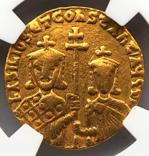 TR 868-886 AD Byzantine Empire under Emperors Basil I and Constantine, Authenticated Medieval Gold Coin of the Middle Ages Solidus Choice Fine NGC