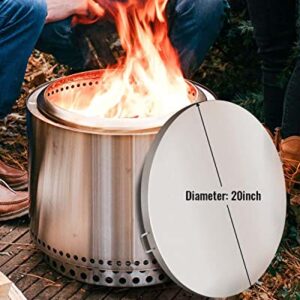 Fire Pit Lid Fit for Solo Stove Bonfire 19.5" Fire Pit, Steel Round Cover with Heat Resistant Handle, Outdoor Fire Pits Wood Burning and Camping Accessories