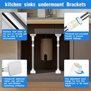 Pyinlon Sink Support, Undermount Sink Brackets, Stainless Steel Under Mount Sink Supports for Fallen Sink, Adjustable Support Sink Legs for Kitchen, Bathroom (2pcs, 19.6"-31.5")