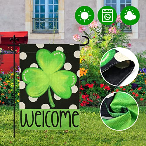 St Patricks Day Flag, 12×18 Inch Double-Sided St. Patrick's Day Garden Flag Clover Design Shamrock Flag Spring Decorations for St. Patrick's Day Holiday Outdoor Home