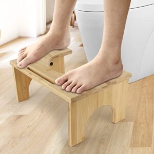 Toilet Stool, Folding Bamboo Squatting Stool for Adult and Kids, Waterproof and Non Slip Collapsible Poop Stool for Bathroom