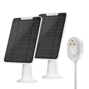 6w solar panel charger compatible with arlo ultra/ultra 2/pro 3/pro 4/pro 3 floodlight security camera, solar panels charging ip65 weatherproof w/ 9.8ft charging cable adjustable wall mount, 2 pack