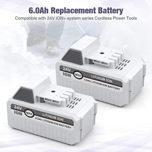 C D H 2 Packs 24V 6000mAh Replacement Battery for Snow Joe+Sun Joe 24V Lithium-iON Battery Series 24BAT-LTX/LTW/LTE/LT/XR Pro