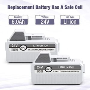 C D H 2 Packs 24V 6000mAh Replacement Battery for Snow Joe+Sun Joe 24V Lithium-iON Battery Series 24BAT-LTX/LTW/LTE/LT/XR Pro