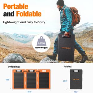 100W Solar Panels, FATORK Portable Solar Panel Kit Foldable 3-in-1 Output Cords Solar Panel Charger with Adjustable Foot Pedal for Homes, Camping, RV, Fishing