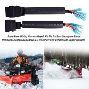 Snow Plow Wiring Harness Repair Kit Fits for Boss Snowplow Blade Replaces MSC04753 MSC04754 13 Pins Plow and Vehicle Side Repair Harness