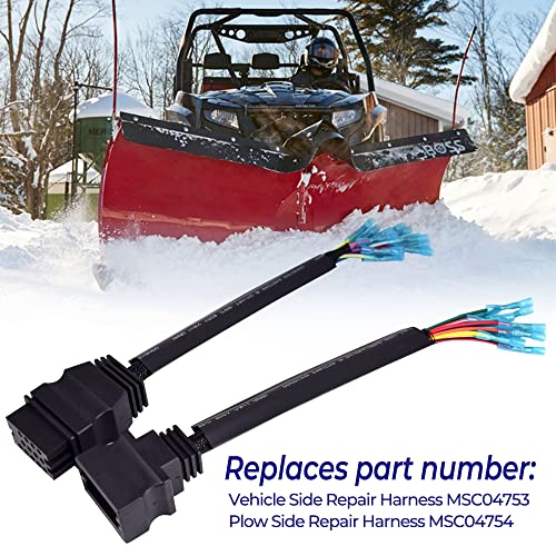 Snow Plow Wiring Harness Repair Kit Fits for Boss Snowplow Blade Replaces MSC04753 MSC04754 13 Pins Plow and Vehicle Side Repair Harness