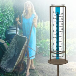 X-PREK New Upgrade Rain Gauge,Detachable Freeze Proof Glass Rain Guage Outdoor Decorative for Garden,Deck,Lawn,Landscape,Yard
