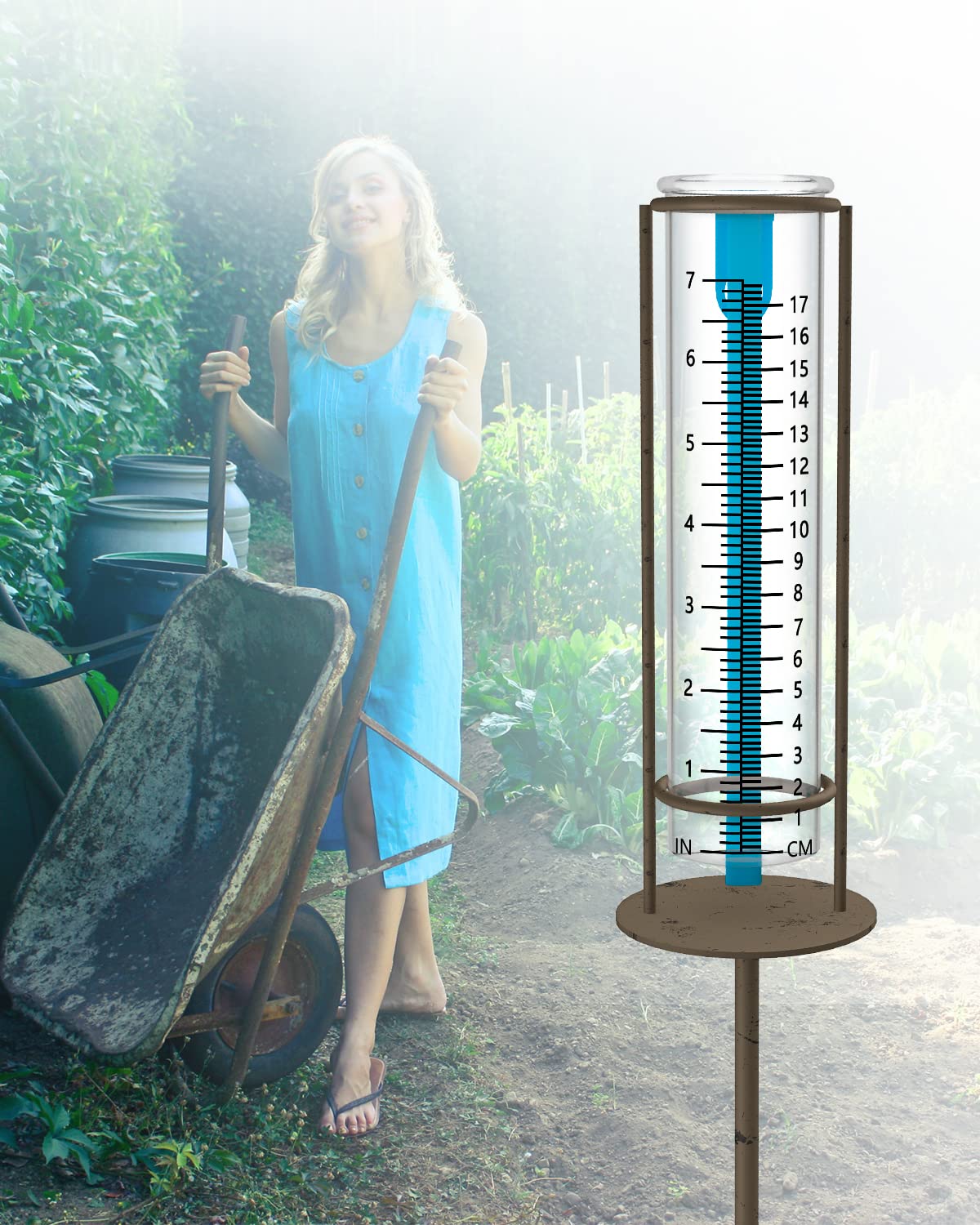 X-PREK New Upgrade Rain Gauge,Detachable Freeze Proof Glass Rain Guage Outdoor Decorative for Garden,Deck,Lawn,Landscape,Yard