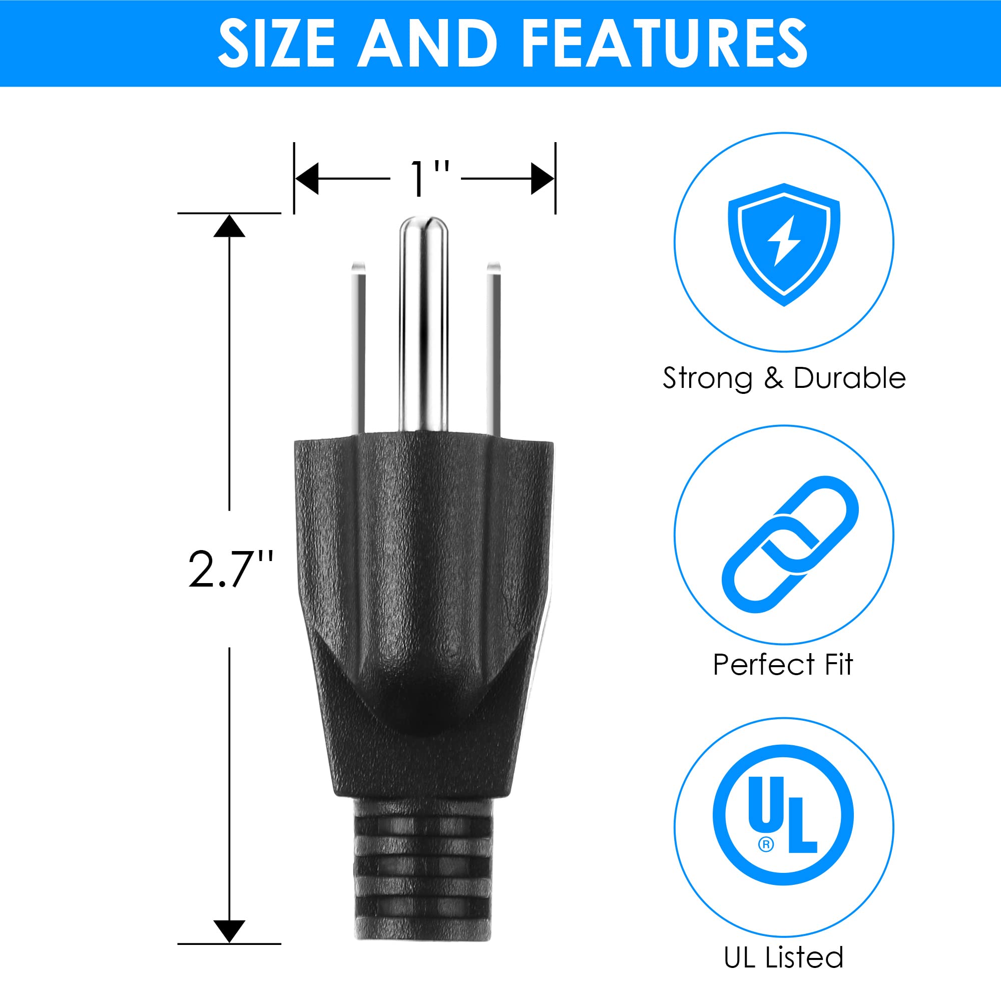 Dreyoo Neutral Ground Bonding Plug for Portable Inverter Generator, Grounding Plug Surge Protector Generator with Floating Neutral on RV, Motorhome, Camper for Open Ground Error(Black, 2 Pack)