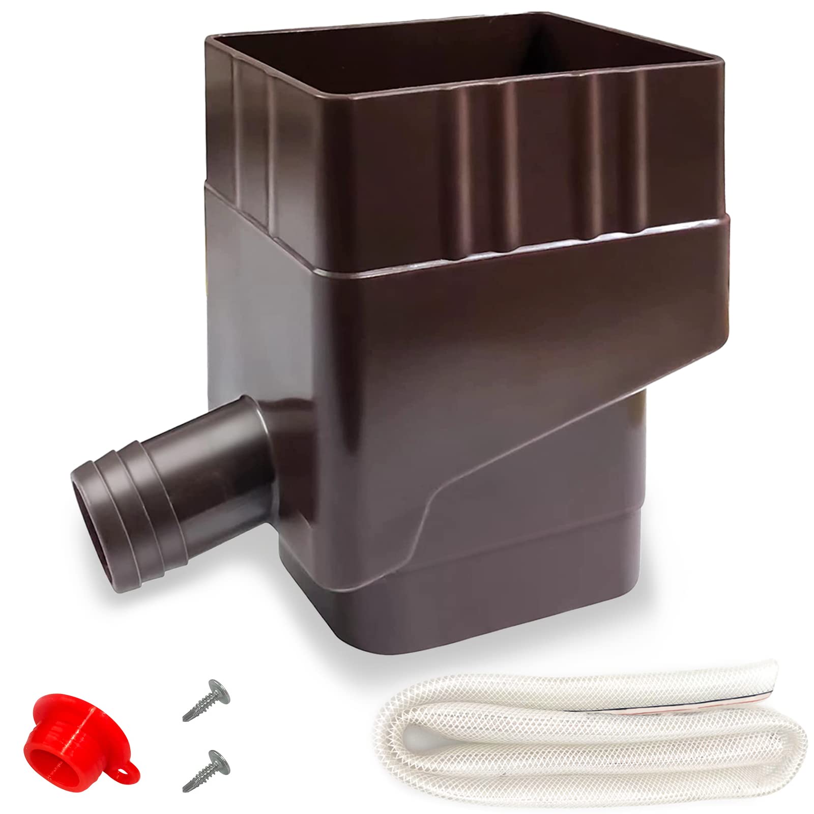 Anivia Rainwater Collection System, Rain Barrel Diverter Kit for Diverting Water, Fits 2'' x 3'' Standard Gutter Downspout (Brown)