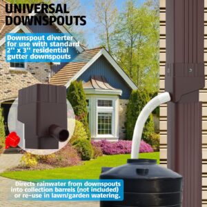 Anivia Rainwater Collection System, Rain Barrel Diverter Kit for Diverting Water, Fits 2'' x 3'' Standard Gutter Downspout (Brown)