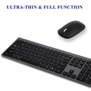 Wireless Keyboard and Mouse, 2.4GHz Cordless Quiet Slim Full Size Keyboard Mouse Combo with USB Receiver, Fn Lock, Ergonomic and Sleek Design, for Windows Computer Desktop PC Laptop -Black Gray