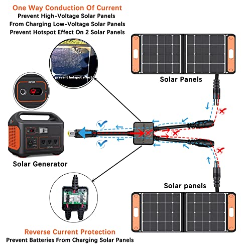 KarlKers 8mm Parallel Adapter Cable, 8mm Solar Combiner Cable, 8mm Y Branch Parallel Adapter Cable for Solar Panel Reverse Current Protection Charge Solar Generator Compatible with Jackery