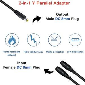 KarlKers 8mm Parallel Adapter Cable, 8mm Solar Combiner Cable, 8mm Y Branch Parallel Adapter Cable for Solar Panel Reverse Current Protection Charge Solar Generator Compatible with Jackery