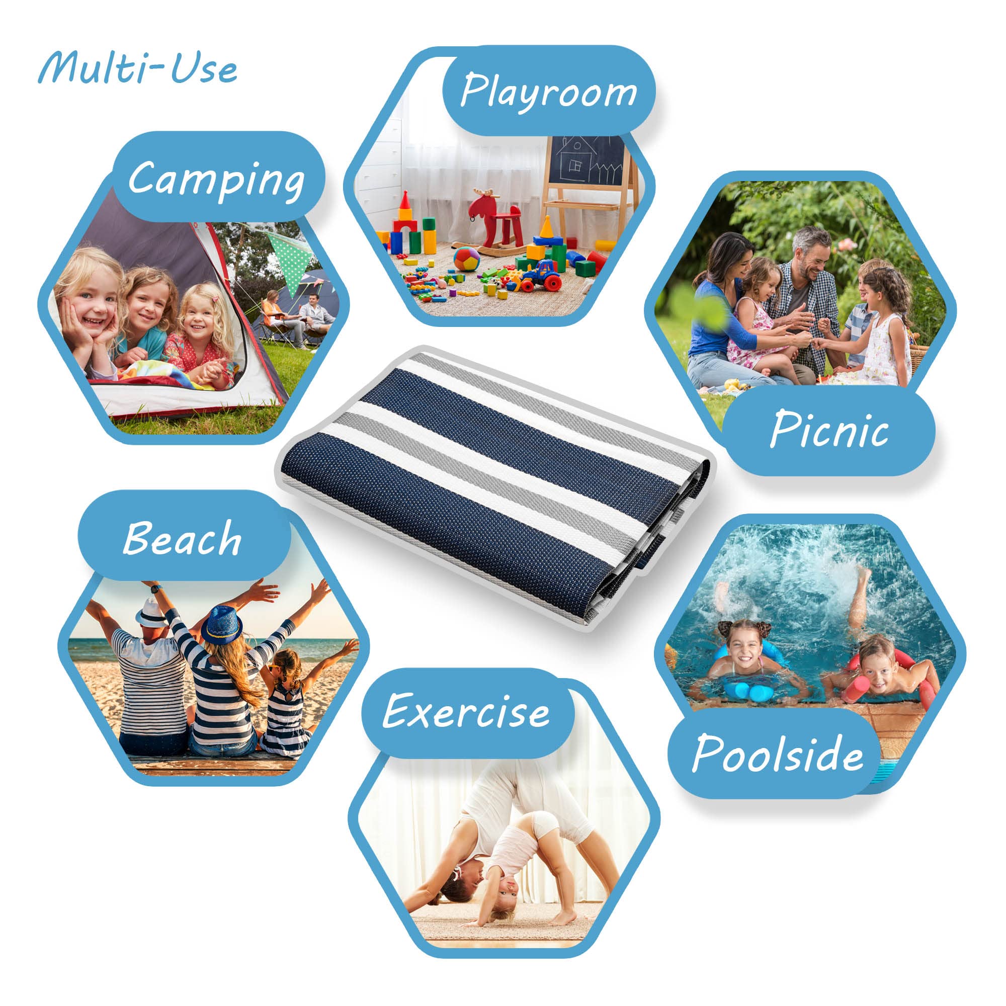 Reversible Plastic Straw, Water Resistant Outdoor Rug 5x7 - Modern Outdoor Patio Rug, Also for Deck, Porch, Camp, Camping, Entryway, RV - Waterproof Outside Area Rug