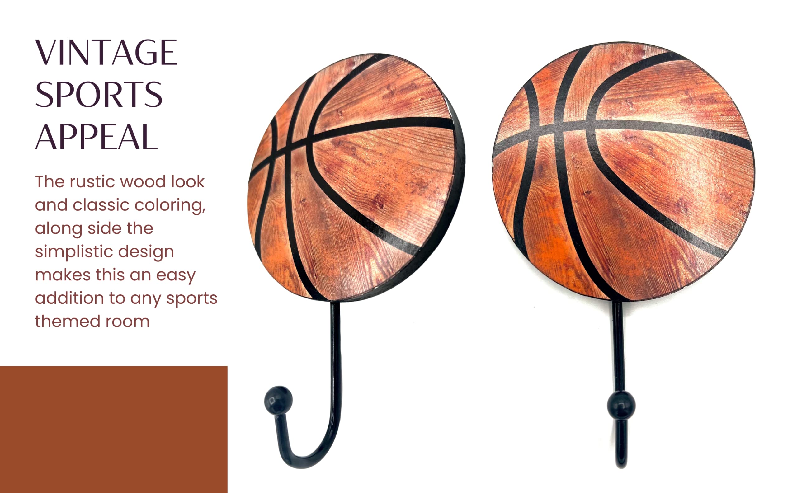 Basketball Decor Coat Hook - Sports Decor For Boys Bedroom - Kids Playroom Decor Storage - Basketball Wall Decor Bathroom Towel Hanger