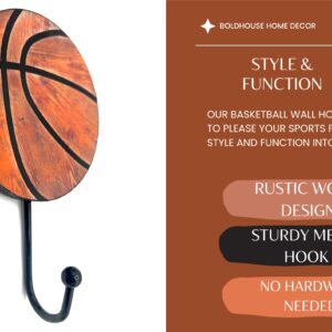 Basketball Decor Coat Hook - Sports Decor For Boys Bedroom - Kids Playroom Decor Storage - Basketball Wall Decor Bathroom Towel Hanger