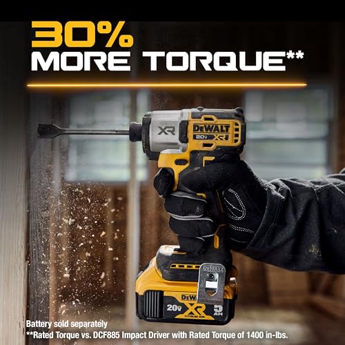 DEWALT 20V MAX XR Impact Driver, Brushless, 1/4", 3-Speed, Bare Tool Only (DCF845B), Yellow, Black