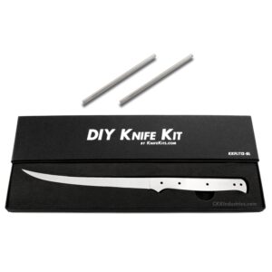 ezsmith knife making kit - fisherman's filet - diy fixed blade - (blade blank & pinstock) - (gift boxed) - (usa design) - (by knifekits)