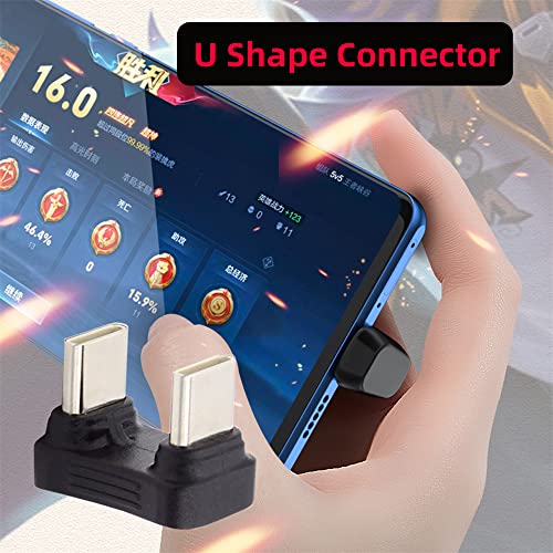 NFHK 480Mbps USB-C Type C Male to Male Coupler Extender Power Data Adapter Opposite U Shape Back Angled for Power Bank Phone Laptop