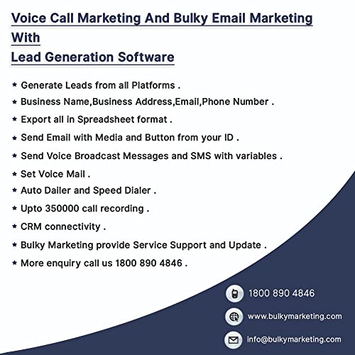 Voice call Marketing Software, Lead Generation Software Bulky Email Marketing software | Email Delivery | (Email Software, Data Software 1 year)