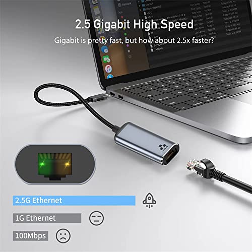 Cablecc USB-C USB3.1 Type-C to 2.5Gbps 2500Mbps GBE Gigabit Ethernet Network LAN Cable Adapter for Laptop