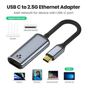 Cablecc USB-C USB3.1 Type-C to 2.5Gbps 2500Mbps GBE Gigabit Ethernet Network LAN Cable Adapter for Laptop