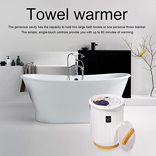 Durimi Luxury Towel Warmer Bucket Style - White Large Towel Heater Portable Spa Towel Warmer for Bathroom - Fragrance System, Children's Lock, Fits Up to Two Oversized Towels Bathrobe, Towel, Blanket