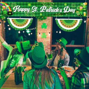 St Patrick's Day Decorations, St Patricks Day Outdoor Hanging Bunting Fan Flags, Large St Patricks Day Fence Banner, Irish Lucky Shamrock St Patricks Day Party Supplies for Garden Patio Parade