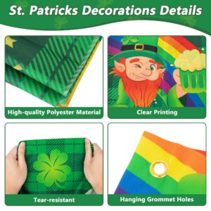 St Patrick's Day Decorations, St Patricks Day Outdoor Hanging Bunting Fan Flags, Large St Patricks Day Fence Banner, Irish Lucky Shamrock St Patricks Day Party Supplies for Garden Patio Parade