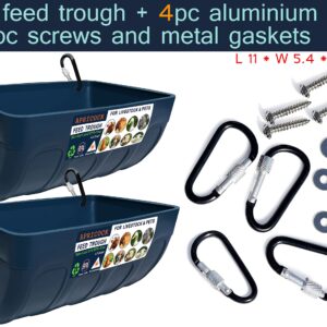 2 Pack Feed Trough and Waterer Bucket with Clips, for Goat Chicken Duck Sheeple Dog Piglets Deer Goose, Turkeys, Goat Feeder Supplies, 4.5 Quart (Appearance Patent Product)