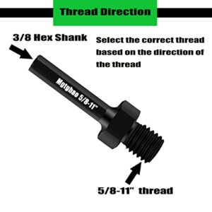 2Pcs Core Drill Bit Adapter 5/8-11 inch Male to 3/8 inch Hex Shank for Thread Diamond Hole Saw.