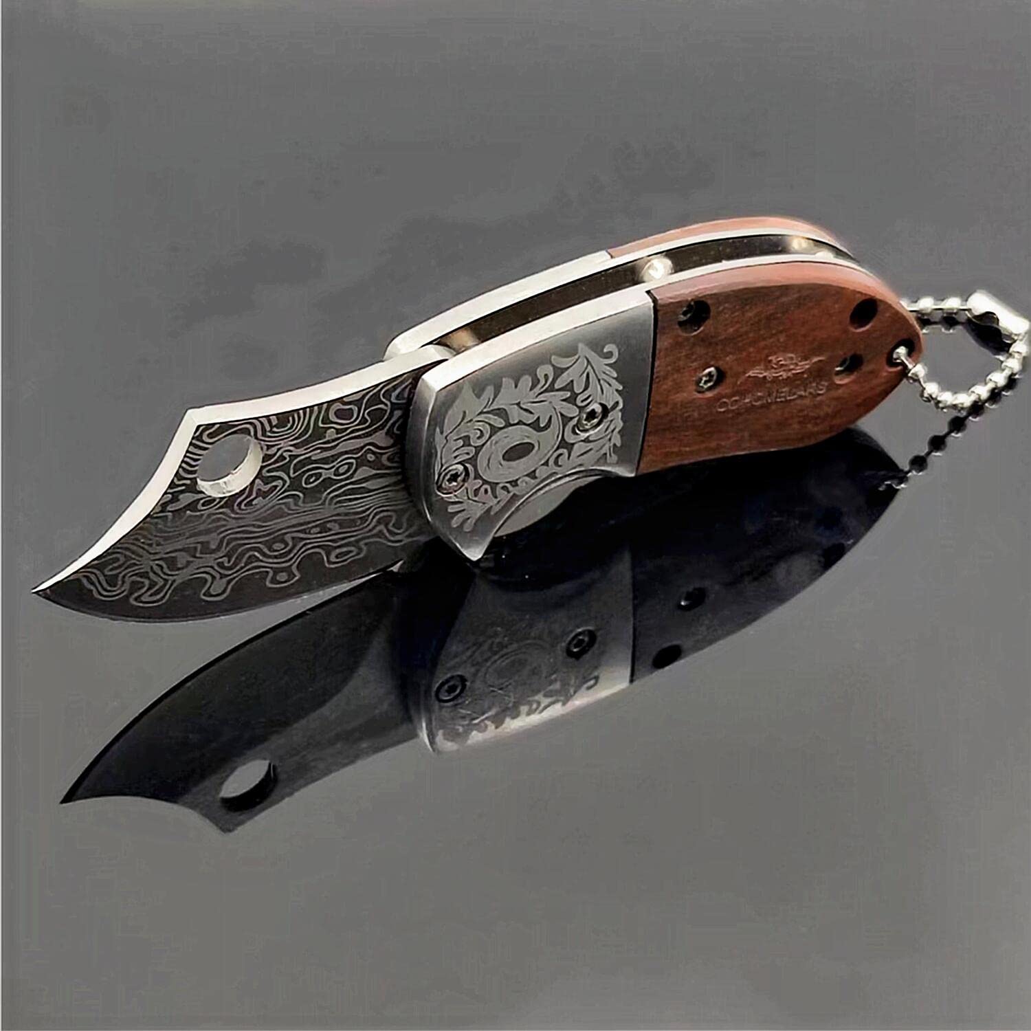 COHOMELARS Small Folding Pocket knife,Stainless Steel 1.75inch Blade,Wood Handle,Liner Lock Mini Knife for Everyday Carry,EDC Little Cute Knives for Women Men (Brown style 2)